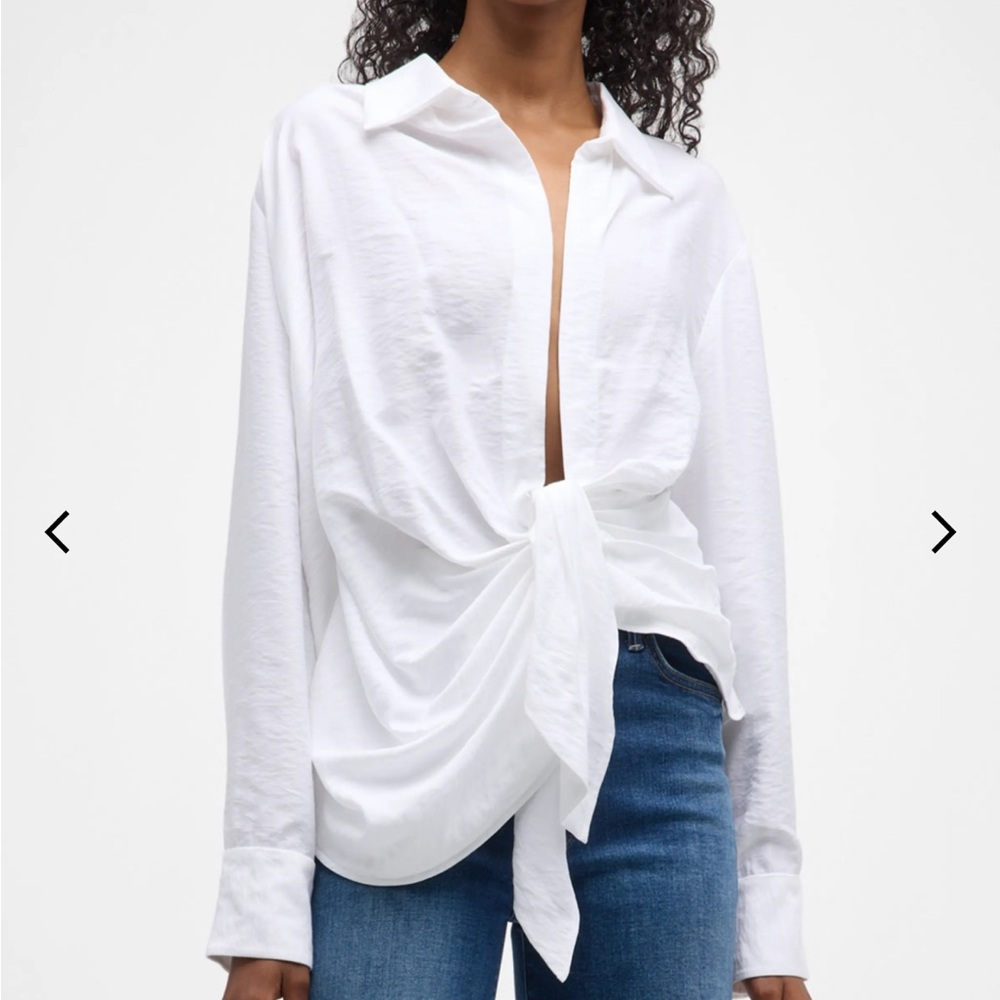 Jacquemus Bahia Draped Tie Collared Shirt - NWT - WHITE - SIZE FR 36 / US 4